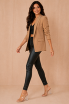 Maxine Camel Ruched Sleeve Blazer