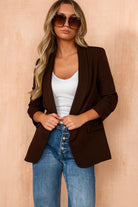 Maxine Chocolate Ruched Sleeve Blazer
