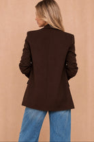 Maxine Chocolate Ruched Sleeve Blazer