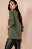 Maxine Khaki Ruched Sleeve Blazer