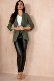 Maxine Khaki Ruched Sleeve Blazer