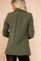 Maxine Khaki Ruched Sleeve Blazer