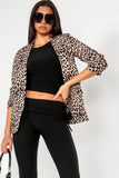 Maxine Leopard Print Ruched Sleeve Blazer