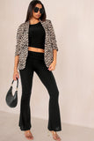 Maxine Leopard Print Ruched Sleeve Blazer