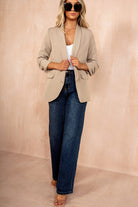 Maxine Mushroom Ruched Sleeve Blazer