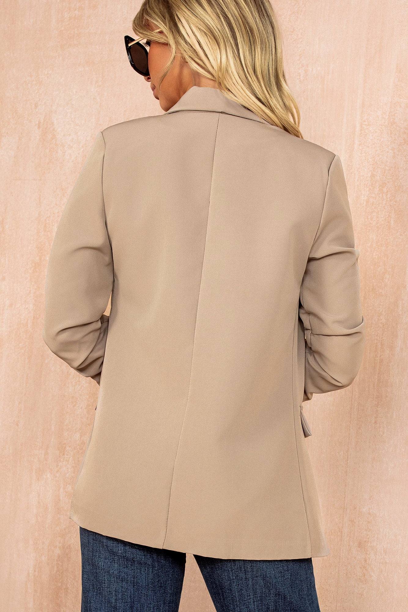 Maxine Mushroom Ruched Sleeve Blazer