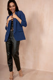 Maxine Navy Ruched Sleeve Blazer