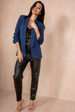 Maxine Navy Ruched Sleeve Blazer