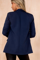 Maxine Navy Ruched Sleeve Blazer