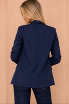 Maxine Navy Ruched Sleeve Blazer