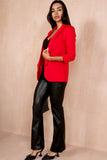 Maxine Red Ruched Sleeve Blazer