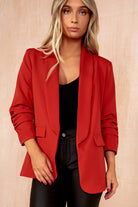 Maxine Red Ruched Sleeve Blazer