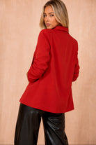 Maxine Red Ruched Sleeve Blazer