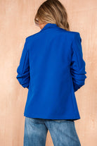 Maxine Royal Blue Ruched Sleeve Blazer