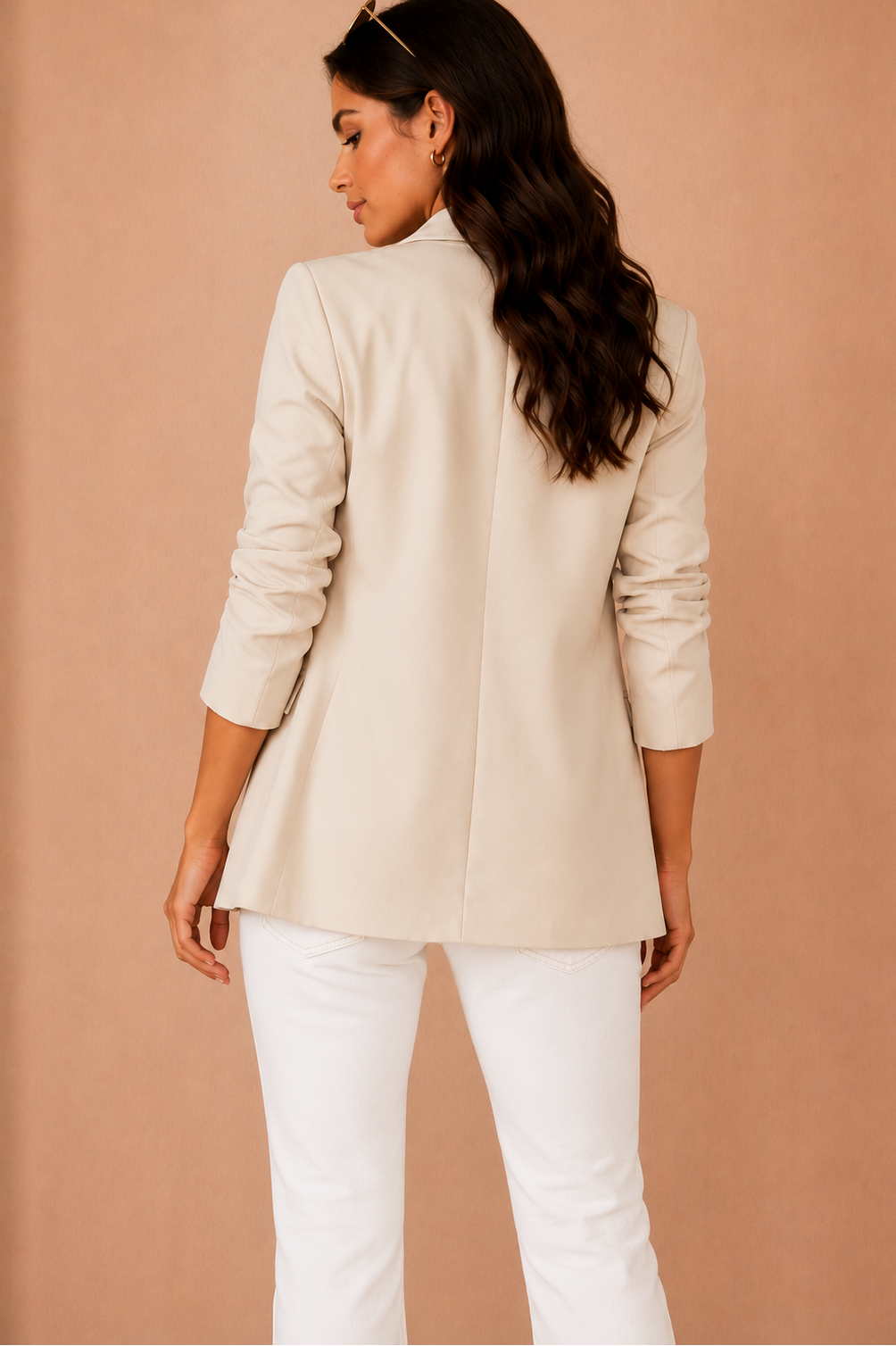 Maxine Stone Ruched Sleeve Blazer