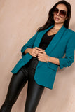 Maxine Teal Ruched Sleeve Blazer