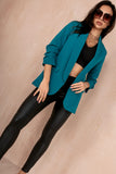 Maxine Teal Ruched Sleeve Blazer