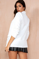 Maxine White Ruched Sleeve Blazer