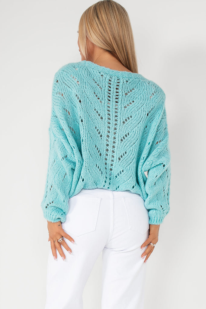 Maybelle Duck Egg Knit Cardigan