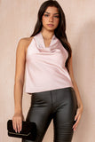 Maylin Blush Satin Halter Neck Top