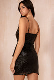 Mayra Black Sequin Wrap Dress