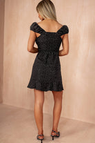 Meabh Black Polka Dot Puff Sleeve Mini Dress