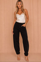 Melanie Black Denim Mom Jeans