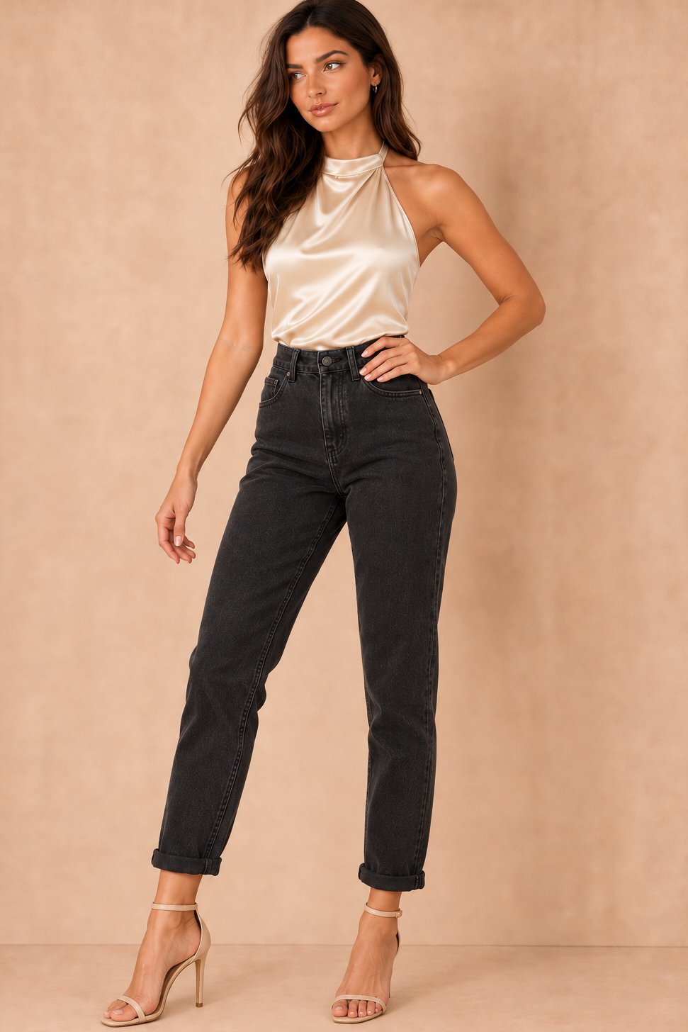 Melanie Black Wash Denim Mom Jeans