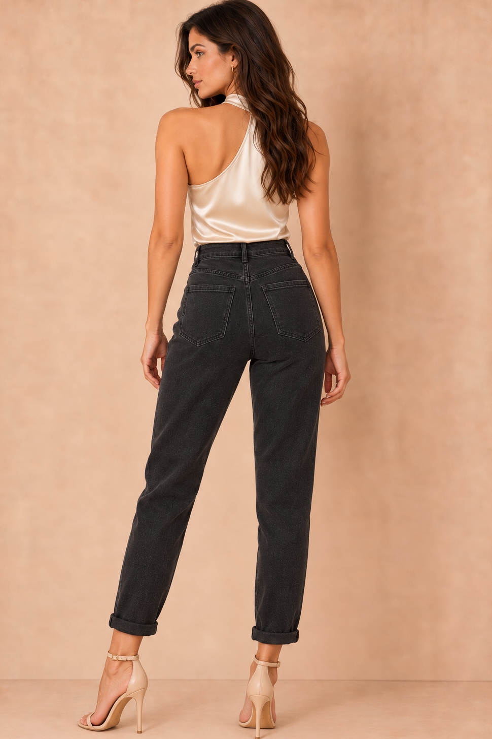 Melanie Black Wash Denim Mom Jeans