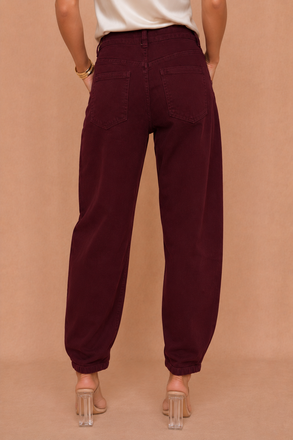 Melanie Burgundy Denim Mom Jeans