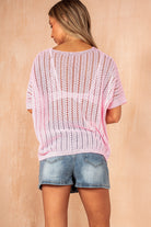 Melanie Pink Crochet Knit Top