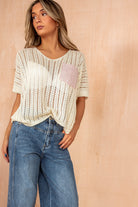 Melanie Stone Crochet Knit Top