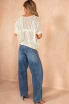 Melanie Stone Crochet Knit Top