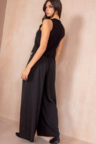 Melinda Black Belted Wide Leg Trousers