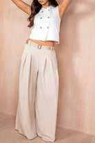 Melinda Stone Belted Wide Leg Trousers