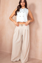 Melinda Stone Belted Wide Leg Trousers