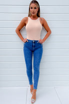 Melody Blue Button Detail Jeans