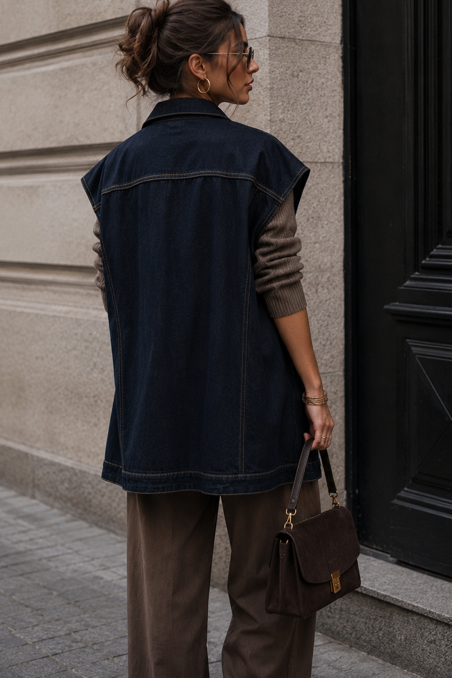 Melody Indigo Denim Sleeveless Jacket