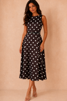 Michaela Chocolate Polka dot Belted Dress