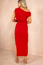 Michelle Red Off Shoulder Midi Dress