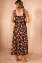 Milani Chocolate Polka Dot Belted Midi Dress