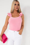 Milly Pink Ruffle Strap Bodysuit