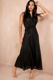 Mina Black Linen Maxi Dress