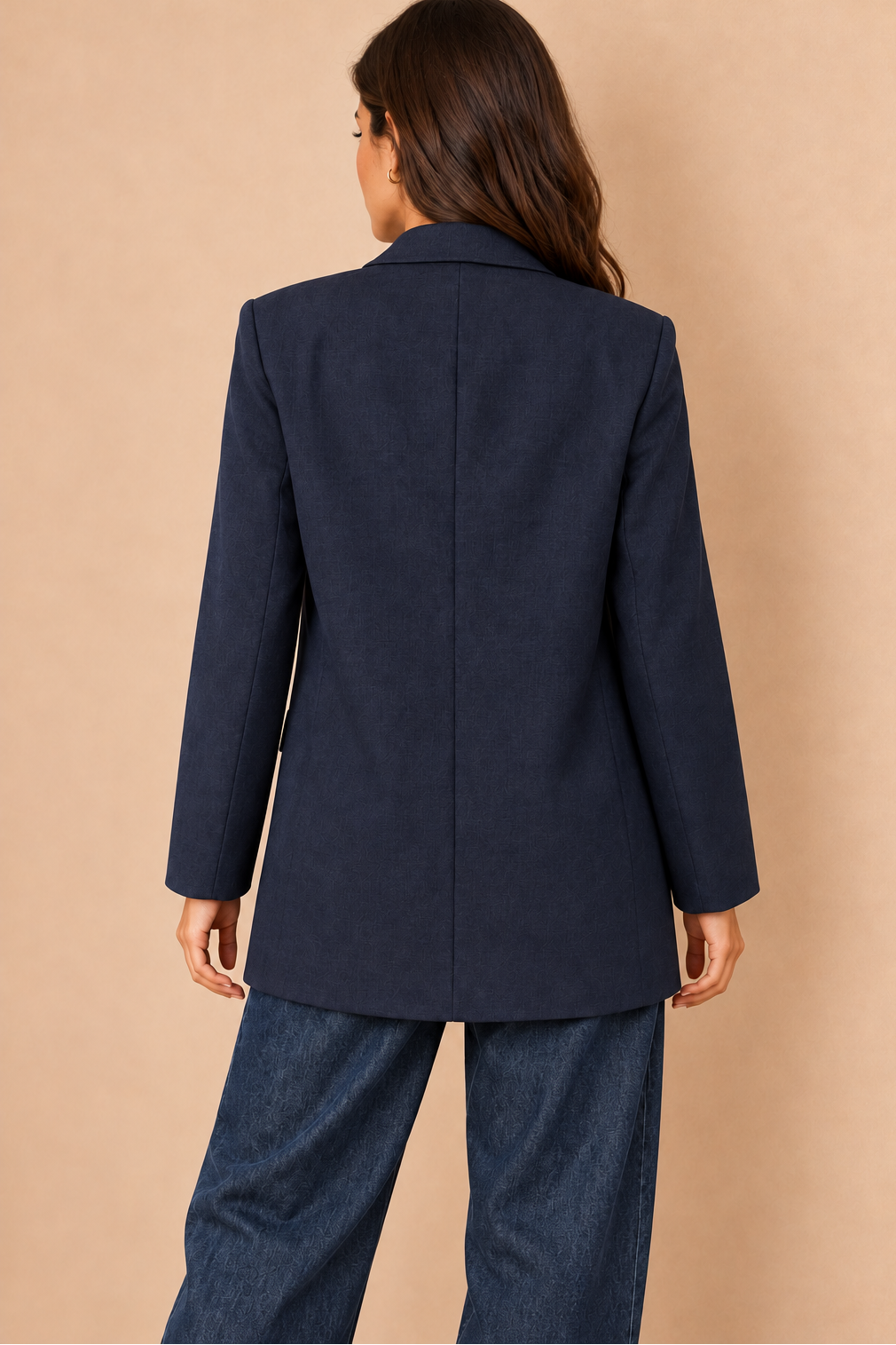 Mindy Navy Shoulder Padded Blazer