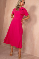 Minta Pink Bow Detail Midi Dress

