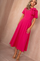Minta Pink Bow Detail Midi Dress