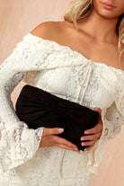 Miranda Black Suedette Knot Clutch