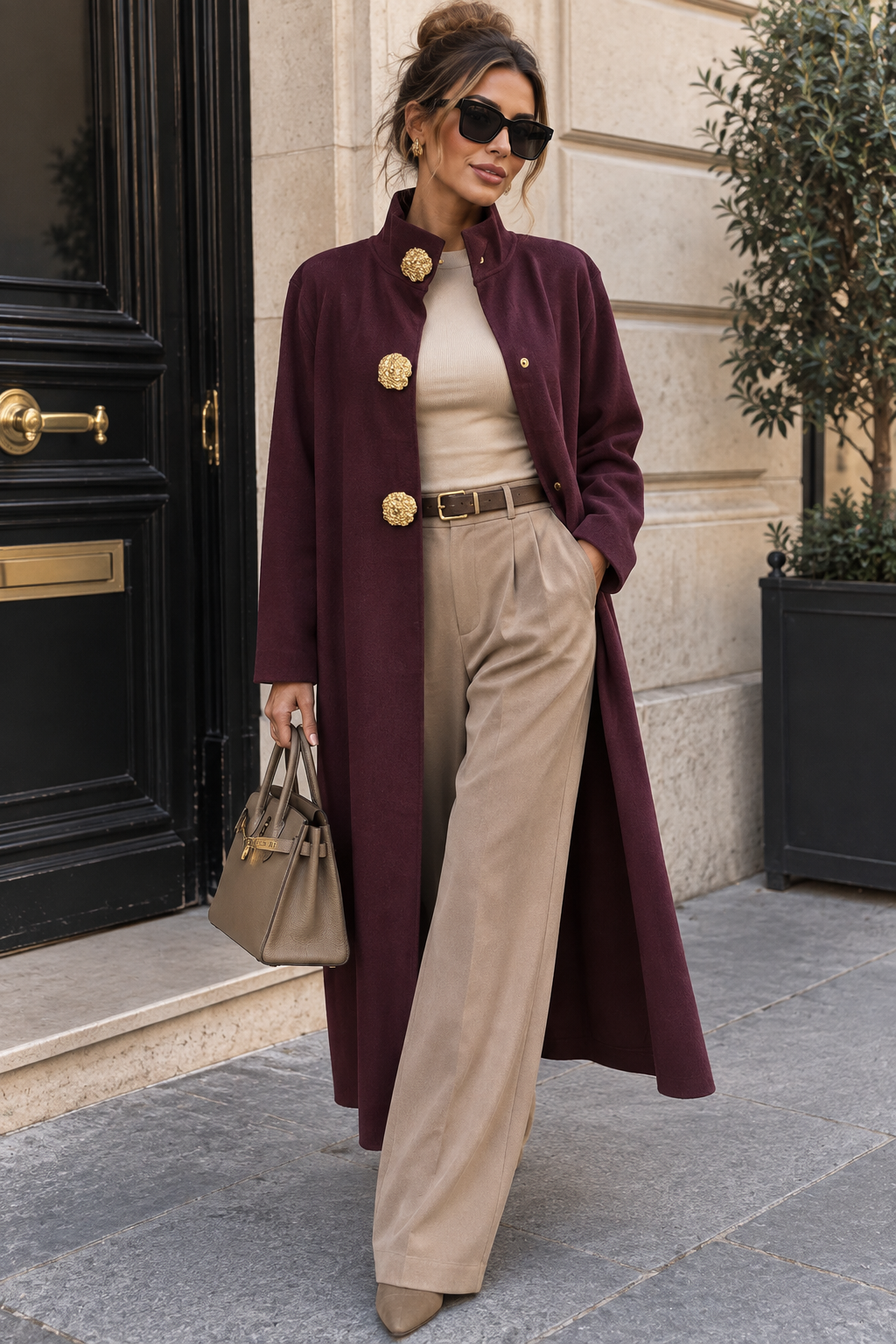 Misha Burgundy Fine Knit Coatigan