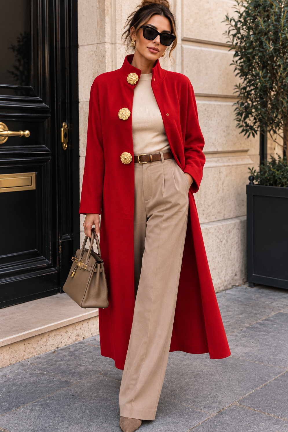 Misha Red Fine Knit Coatigan