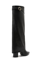 Mo Black Fold Over Knee High Boots